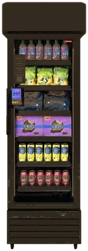 Compact single-door AI smart vending cooler, front view