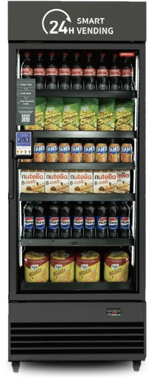 Single-door AI smart cooler, front view